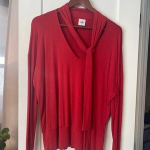 CAbi Red Tie-Neck Tee